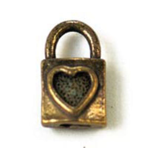 Metal 16x9mm heart locket antq bras 50pc