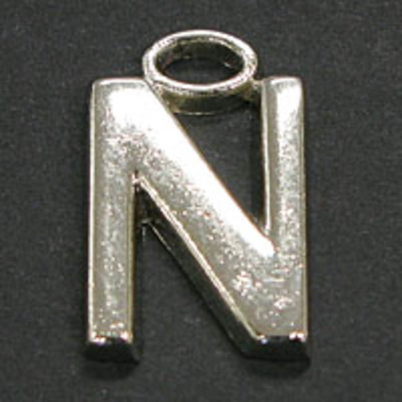 Metal 18mm silver LETTER N 10p