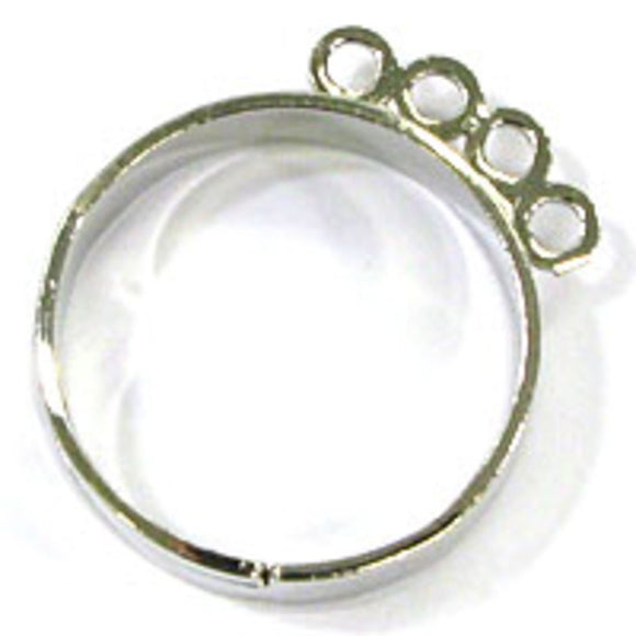 Metal 19mm ring adjst/4 loops nickle 12p