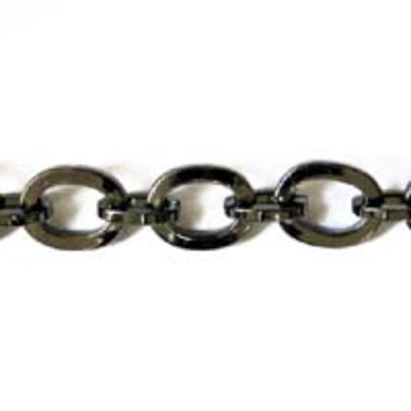 Metal chain 16x13mm oval black 10mtr