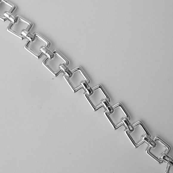 Metal chain 10mm flat square silver 1mt
