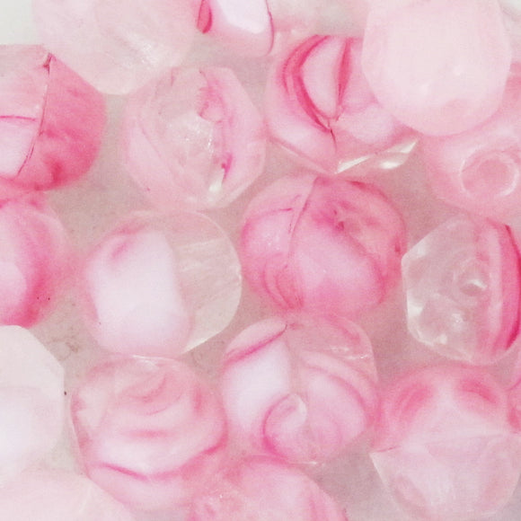 Cz 6mm rd faceted pink clear whte 25p