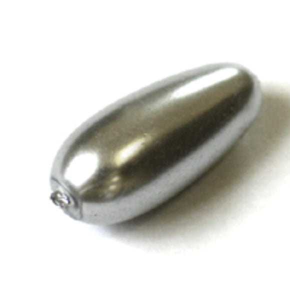 Cg 17x8mm drop glass pearl silver 48pcs