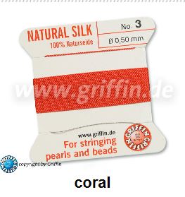 silk thread coral no6 0.70mm 2metres