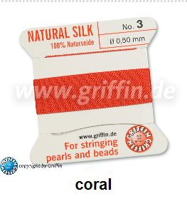 silk thread coral no0 0.30mm 2metres NFD