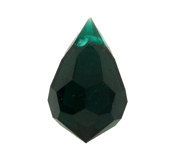 Cz 6x10mm faceted drop trns emerald 4p