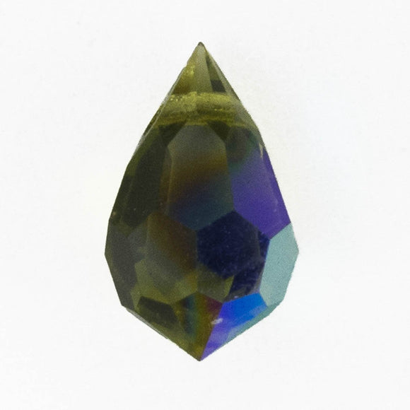 cz 6x10mm drop trns olivine AB 4pcs