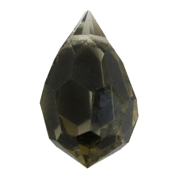 Cz 9x15mm faceted drop black diamond 2p