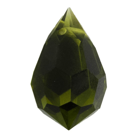 Cz 9x15mm faceted drop olivine 2p