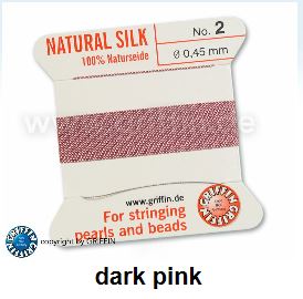 silk thread dark pink no2 0.45mm 2metres