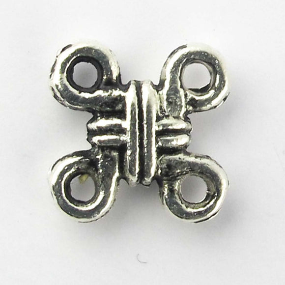 Metal 10x10mm flat sq knot a/silver 18pc