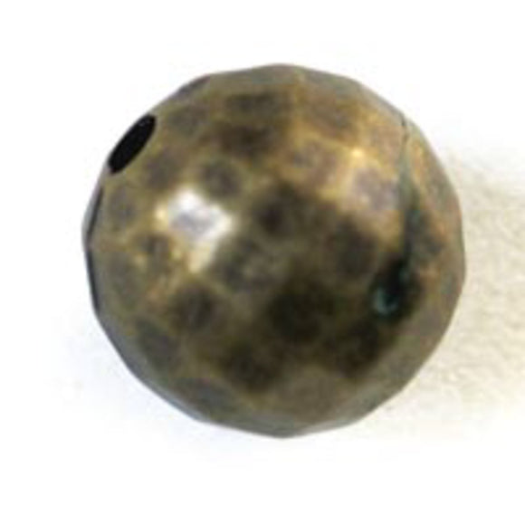 Metal 12mm rnd facet plastic A brs 50 pc