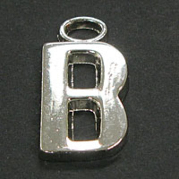 Metal 18mm silver LETTER B 8p