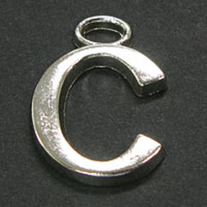 Metal 18mm silver LETTER C 8p