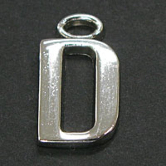 Metal 18mm silver LETTER D 6pcs