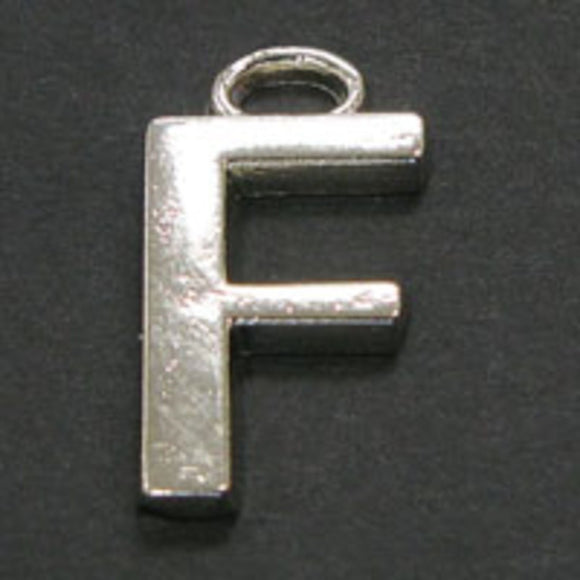 Metal 18mm silver LETTER F 8p