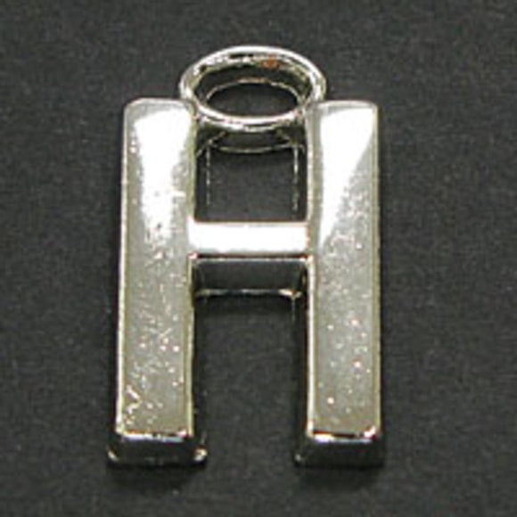 Metal 18mm silver LETTER H 8p