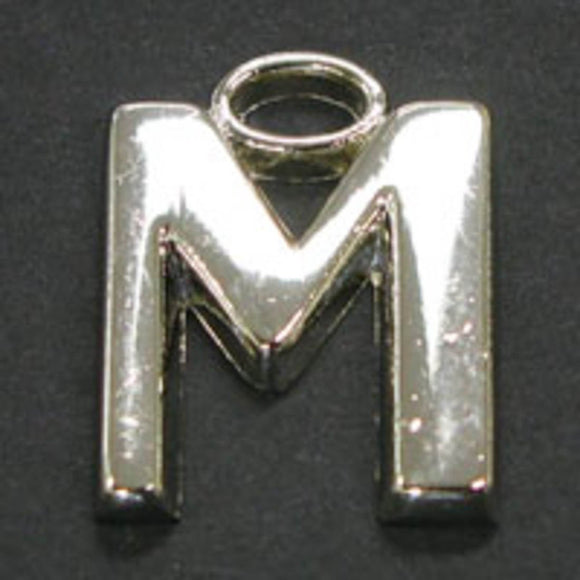 Metal 18mm silver LETTER M 8p