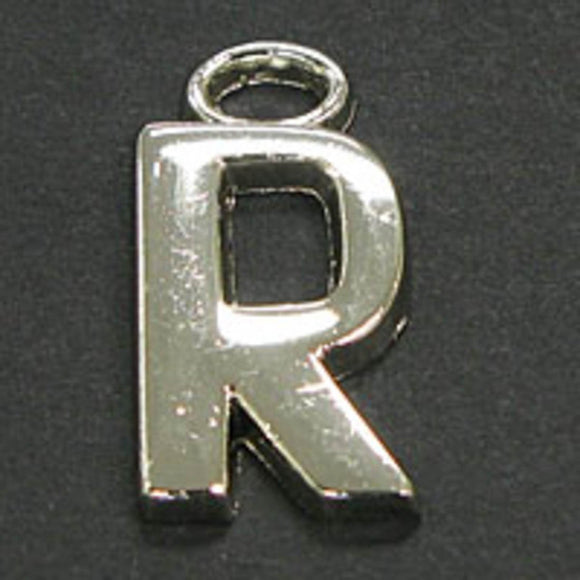 Metal 18mm silver LETTER R 8p