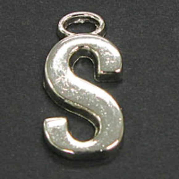 Metal 18mm silver LETTER S 6p