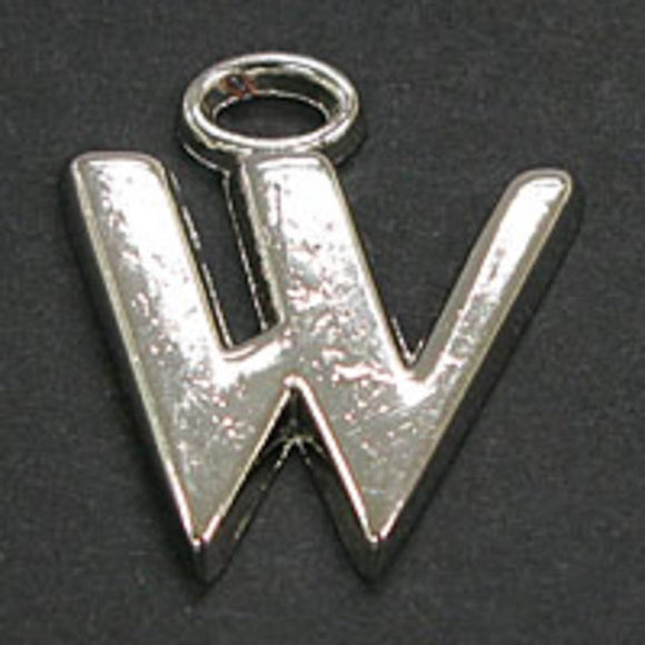 Metal 18mm silver LETTER W 8p