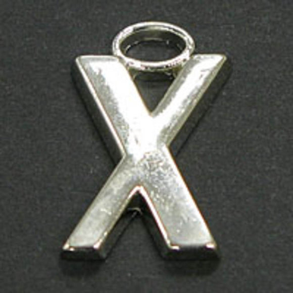 Metal 18mm silver LETTER X 8p