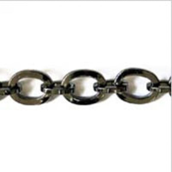 Metal chain 16x13mm oval black 1m