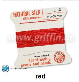 silk thread red no14 1.02mm 2metres NFD