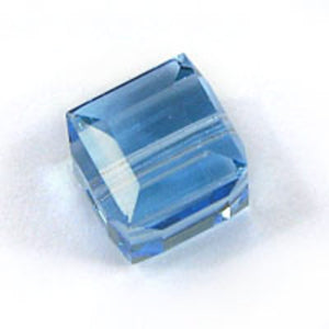 Austrian Crystals 6mm 6501 cube aqmarine 4p