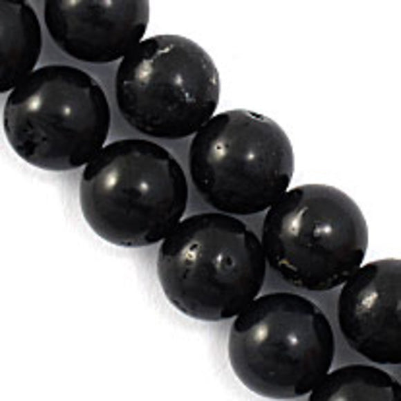 Semi prec 10mm rnd dyed howlite blk 40p