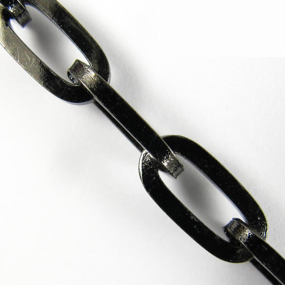 Metal chain 17x8mm rectgle oval black 1m