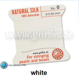 silk thread white no0 0.30mm 2metres